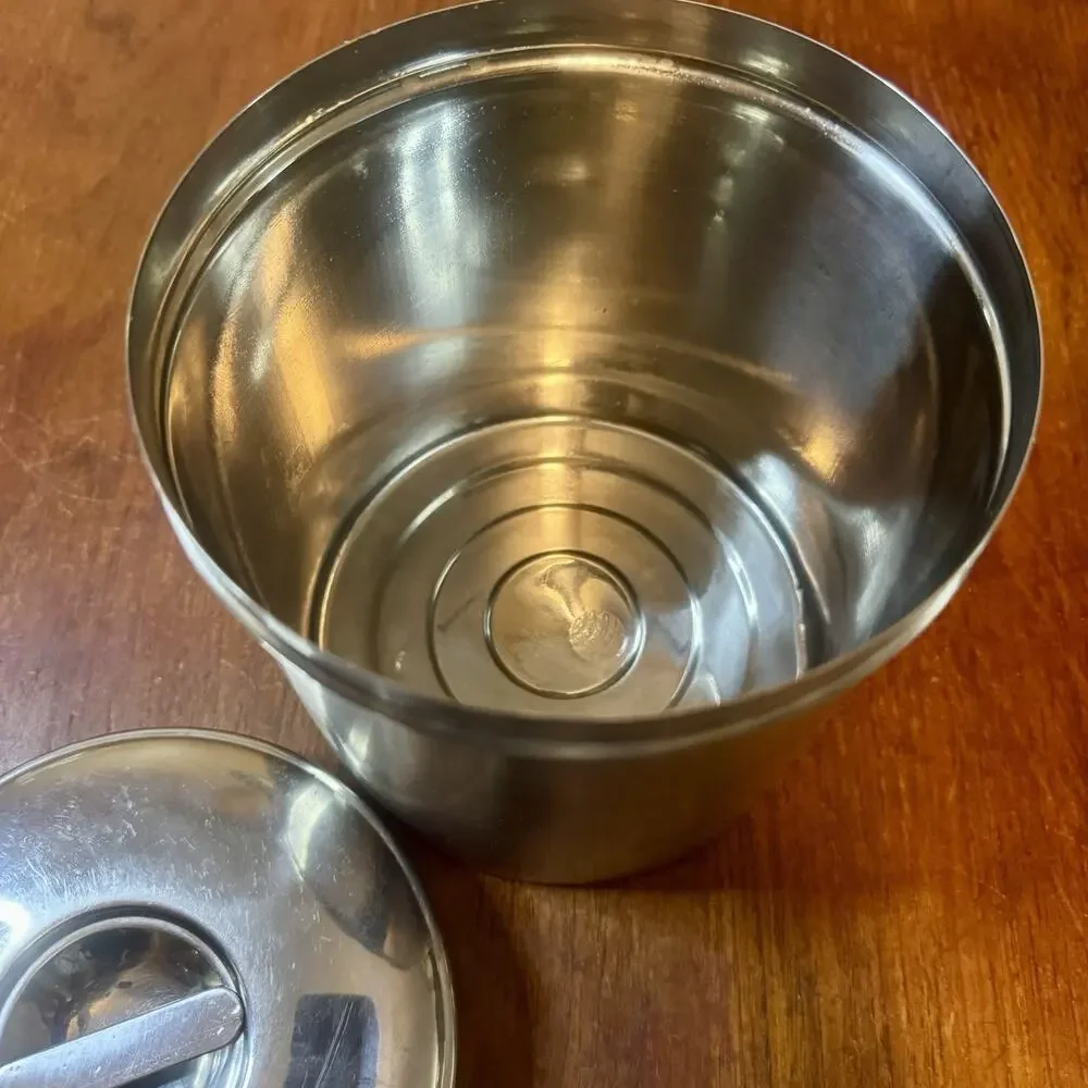 Large Stainless Steel Pet Treats Canister Container With Lid 8” x 7” Made India